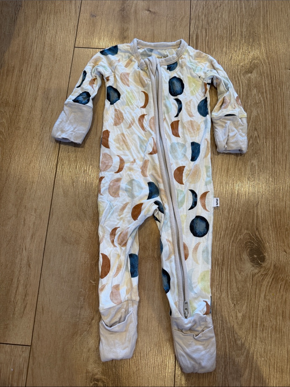Little Sleepies Newborn Cream Footed zippy with neutral Moon Print
